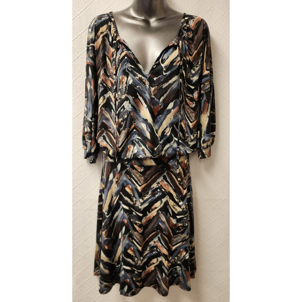 Veronica M (M) New! Drop Waist Blouson Dress Keyhole Front $148